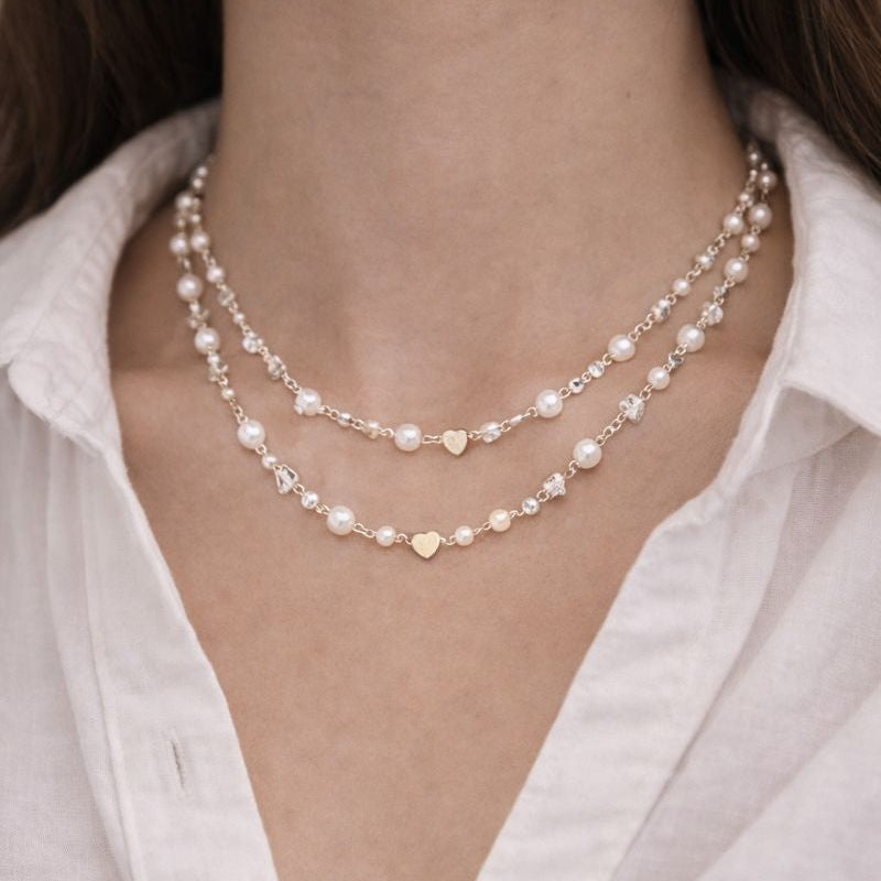 Luna Pearl-Look Bead Double-Layer Necklace