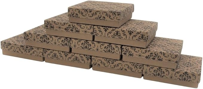 Damask Cotton Filled Box(3 1/2" X 3 1/2" X 1")