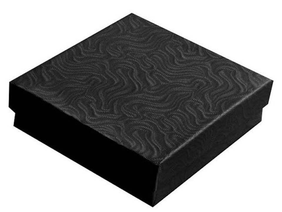 Black Swirl Cotton Filled Box(3 1/2" X 3 1/2" X 1")