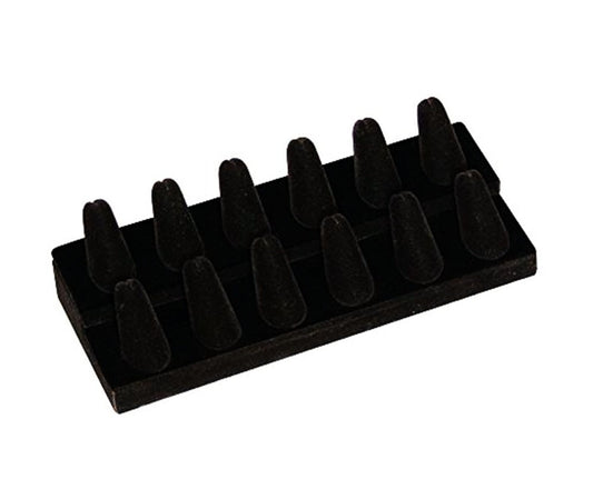12 Finger Black Velvet Ring Showcase Counter Top Display