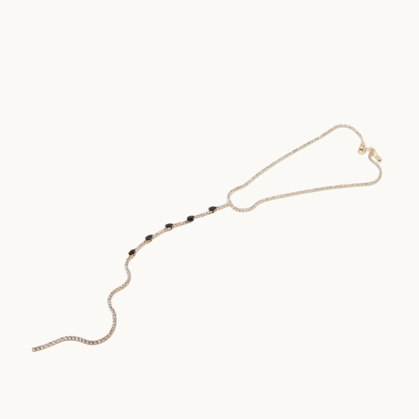 Y-Style Black Accent Gold-Tone Necklace