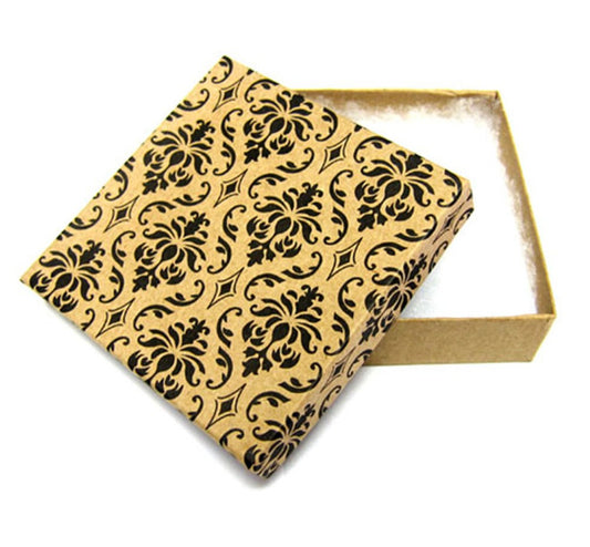 Damask Cotton Filled Box(3 1/2" X 3 1/2" X 1")
