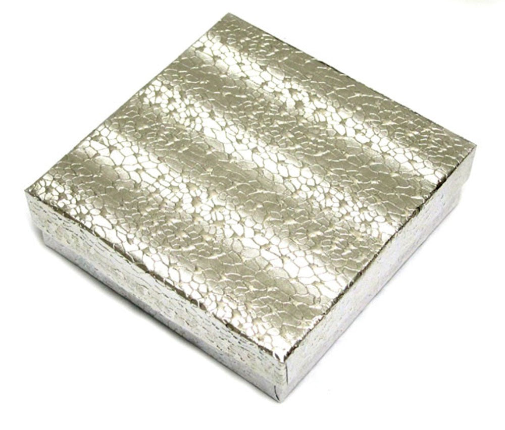 Silver Cotton Filled Box(3 1/2" X 3 1/2" X 1")