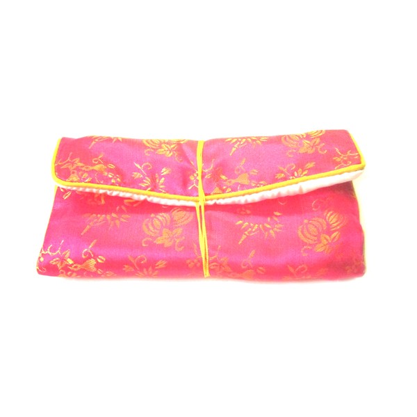 Chinese Silk Pouch Roll, Pink