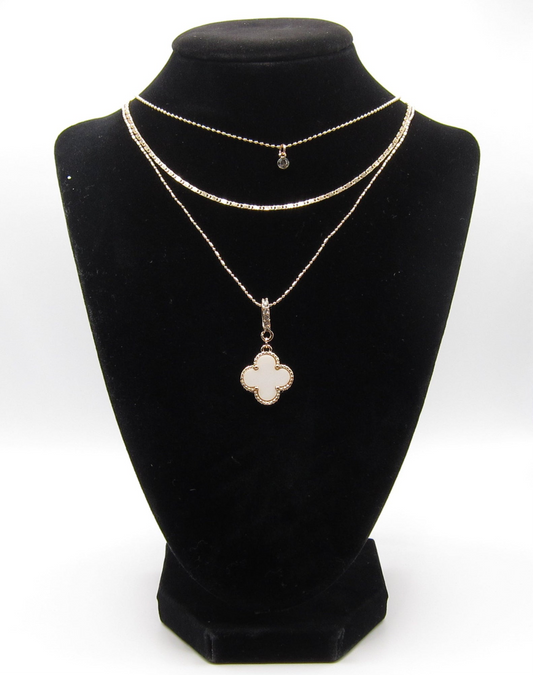 Layered Clover & Crystal Gold-Tone Necklace