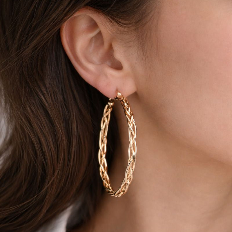 Elegant Twisted Gold-Tone Hoop Earrings