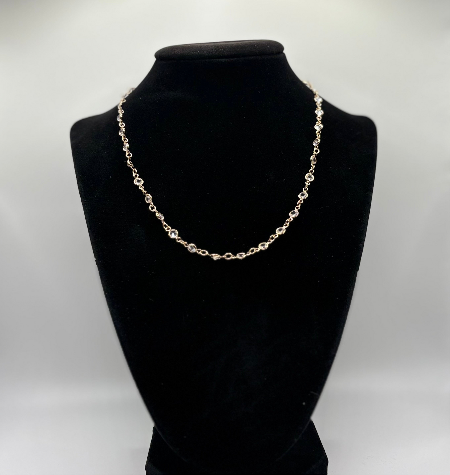 Delicate Crystal Station Chain Necklace