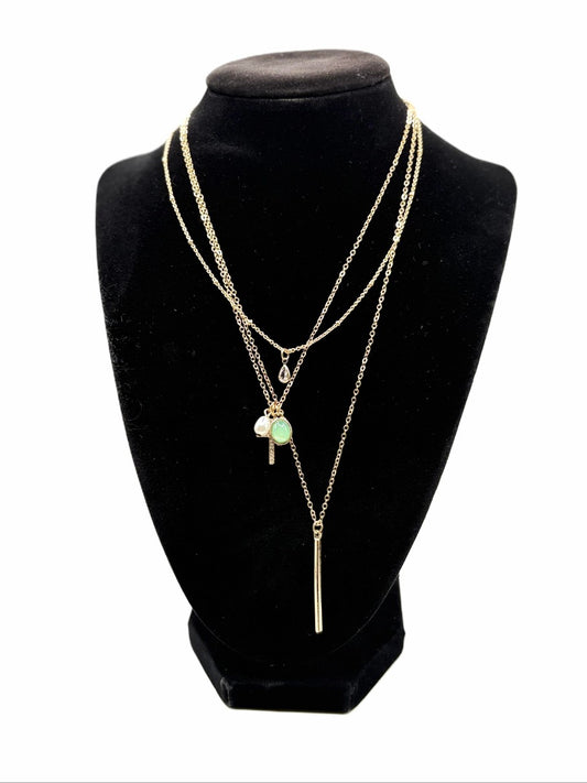 Elegant Triple Layer Necklace with Charms