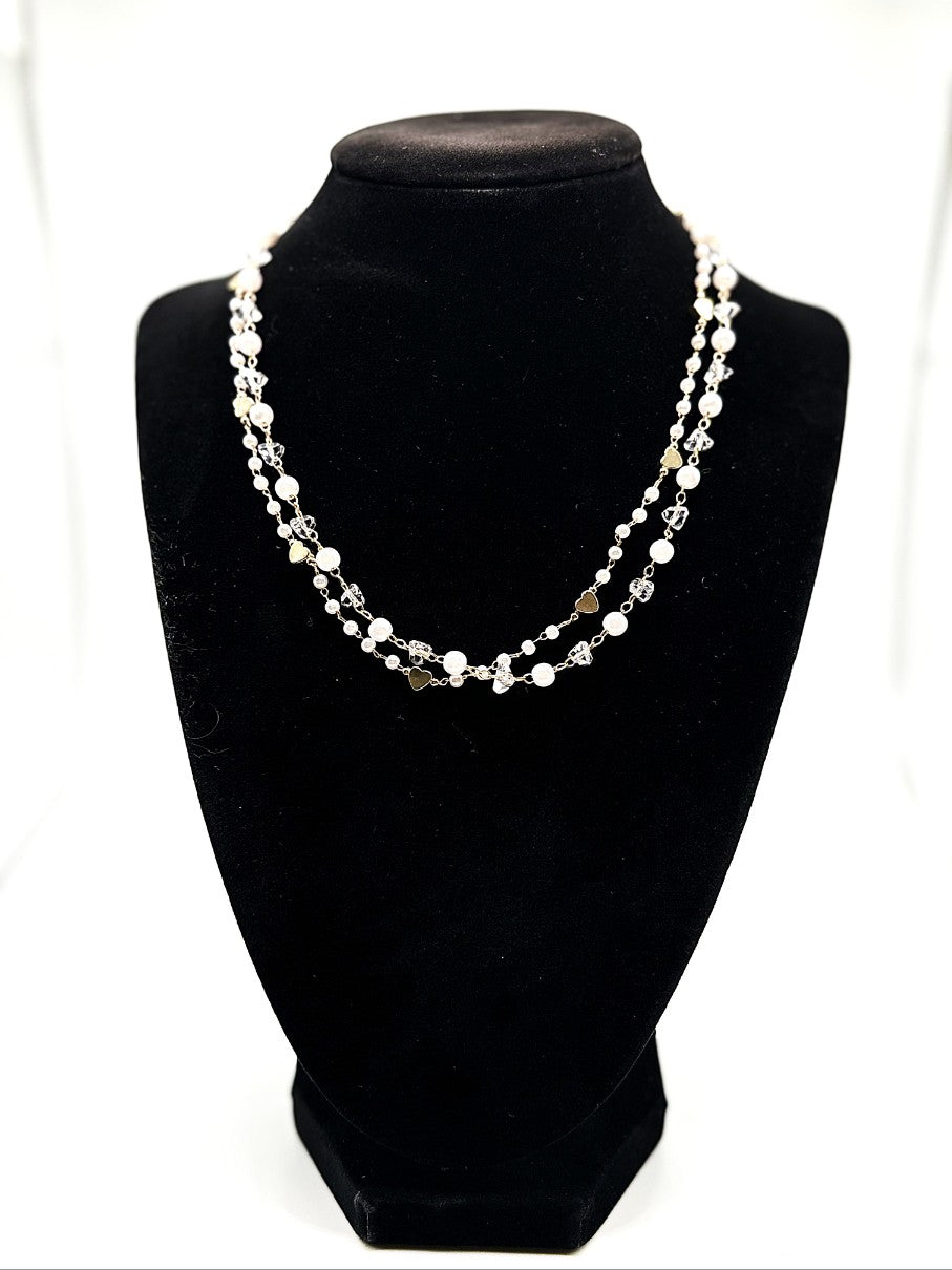 Luna Pearl-Look Bead Double-Layer Necklace