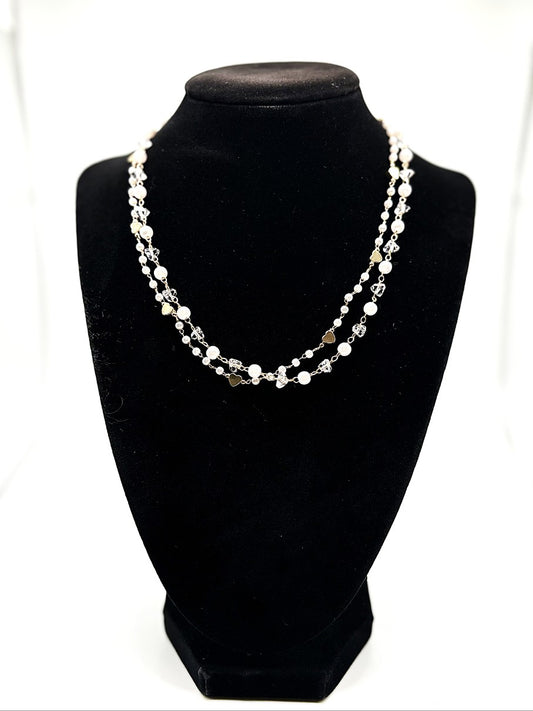 Luna Pearl-Look Bead Double-Layer Necklace