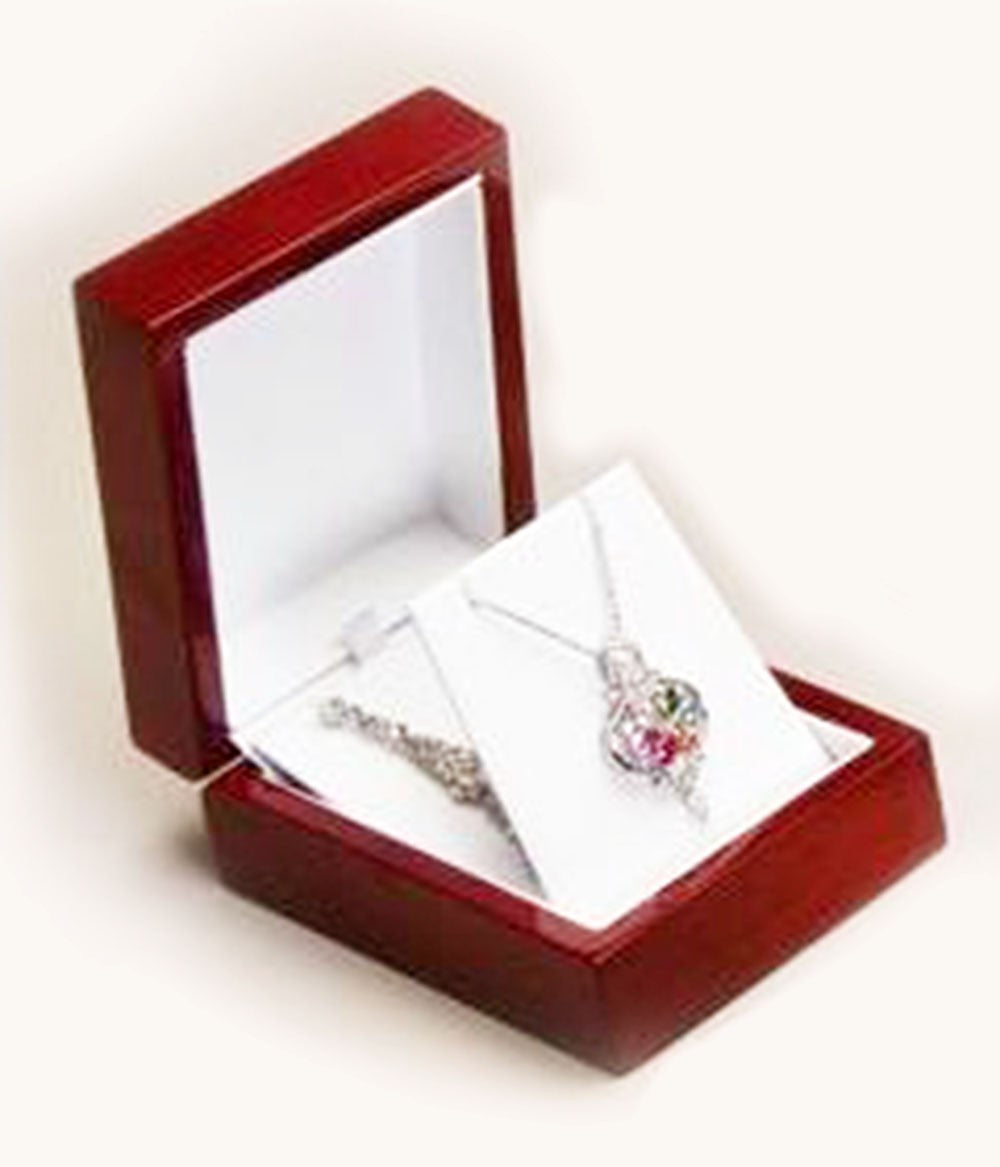Rose Wood Pendant/Earring Box(3 1/8" X 4" X 1 7/8" H)