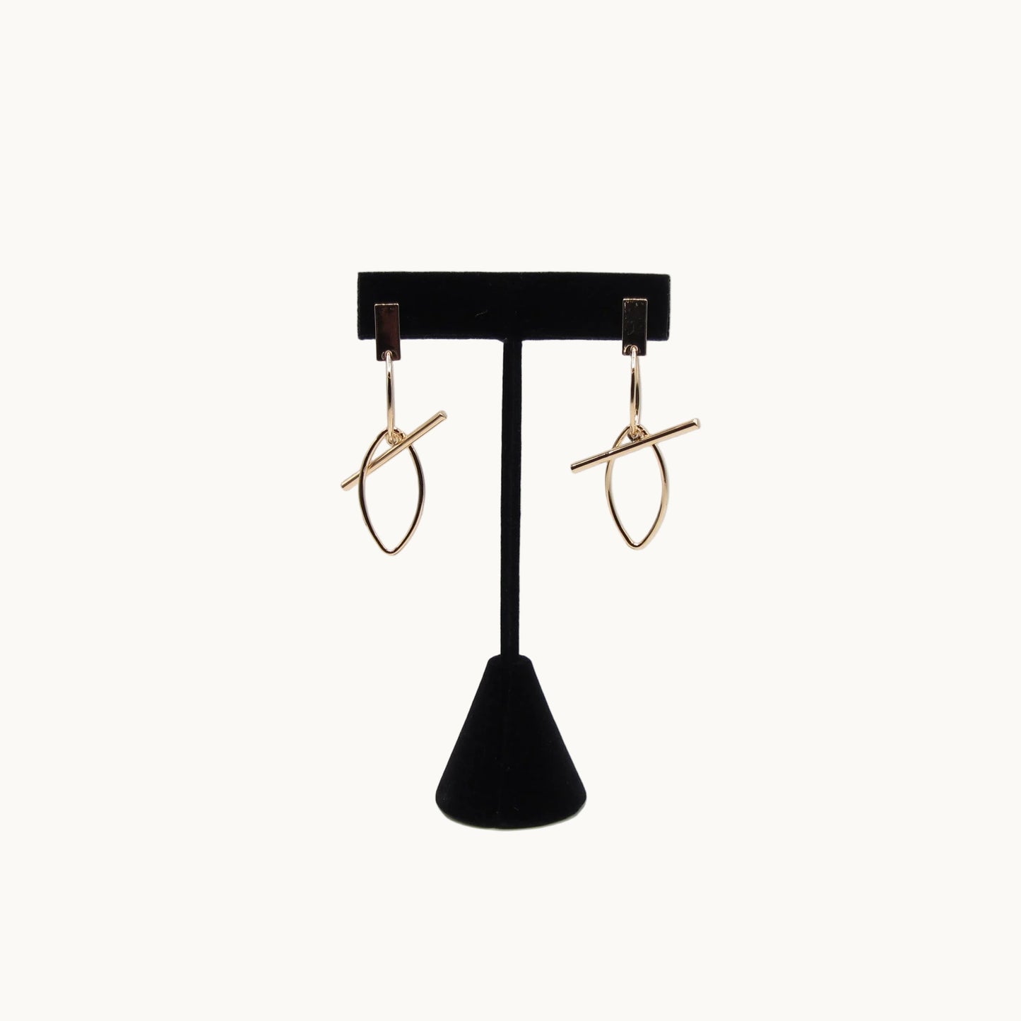 Modern Bar & Oval Gold-Tone Drop Earrings