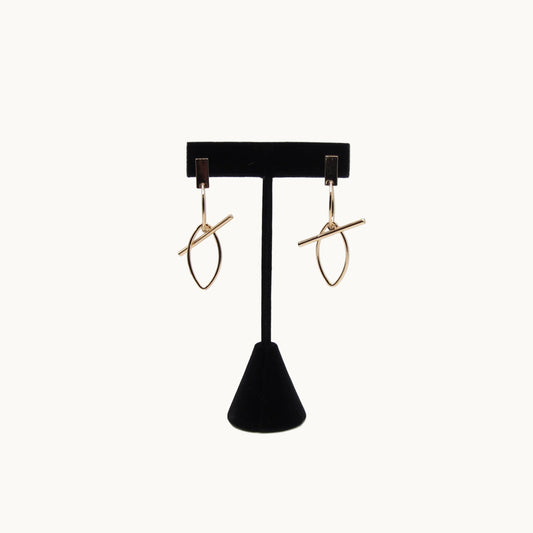 Modern Bar & Oval Gold-Tone Drop Earrings