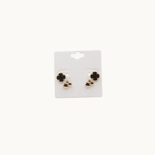 Star & Clover Accent Stud Earrings Set (2-Pair)