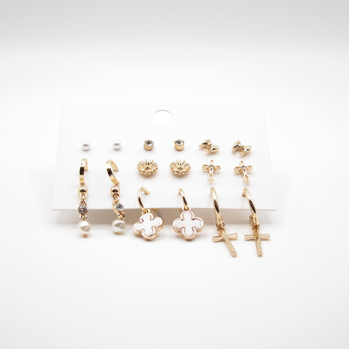 Gold-Tone Multi Style Earring Set (9 Pairs)
